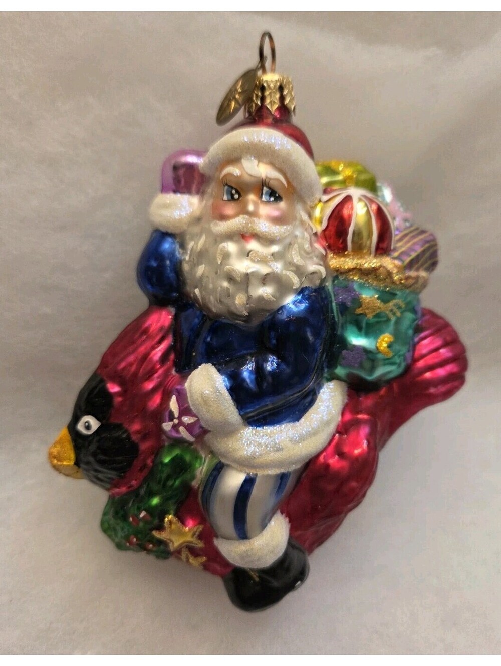 Christopher Radko Skyward Ho! Glass Handpainted Christmas Ornament  with repair
